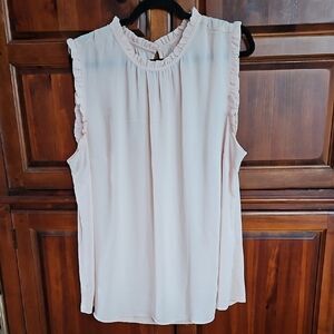 Sleeveless Light Pink Ruffle Blouse, XL, Lightweight
